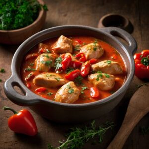 Kylling ret med rød peber