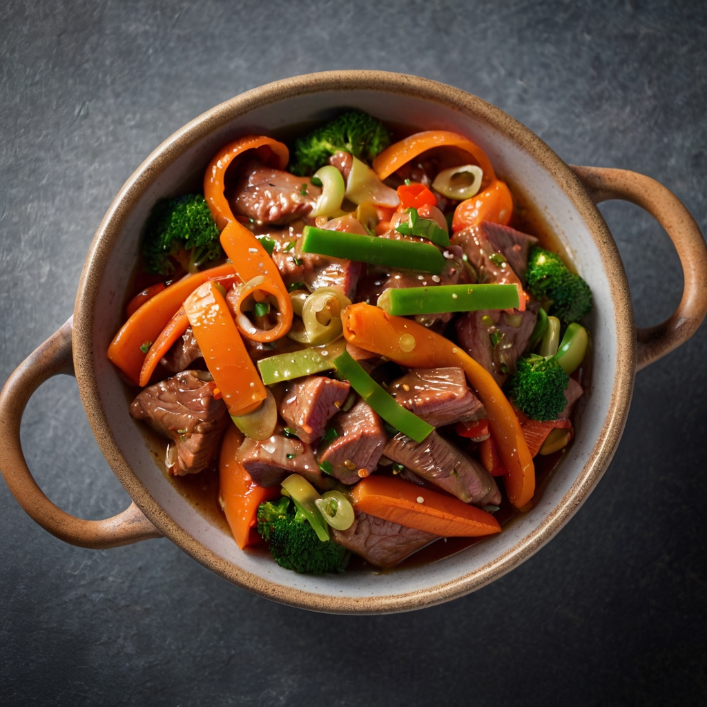 Chopsuey med grøntsager og oksekød